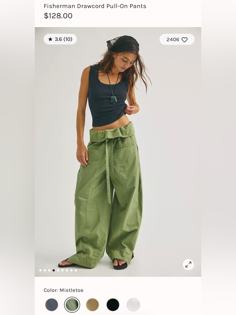 Free People NEW Paperbag Waist Pants in Mistole Green